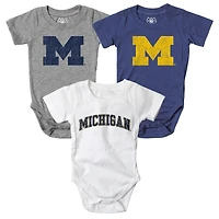 Ensemble de trois bodies pour bébé Wes & Willy Michigan Wolverines