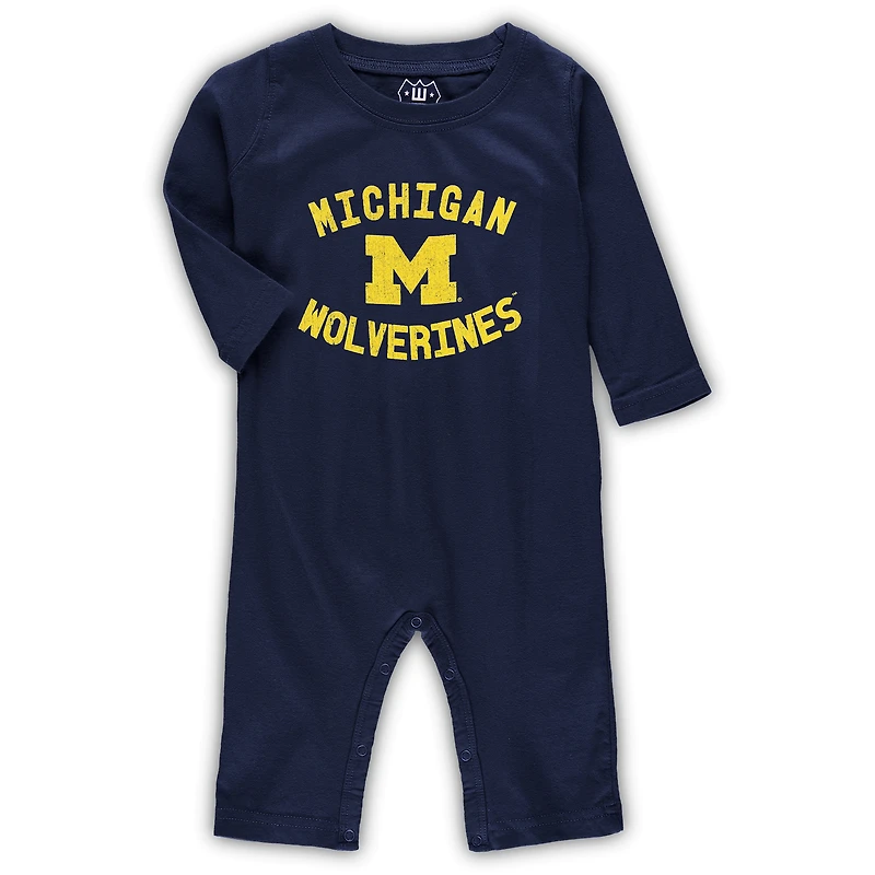 Wes & Willy Navy Michigan Wolverines Core Pull à manches longues pour bébé
