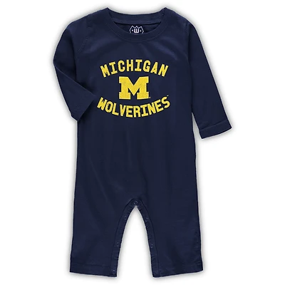 Wes & Willy Navy Michigan Wolverines Core Pull à manches longues pour bébé