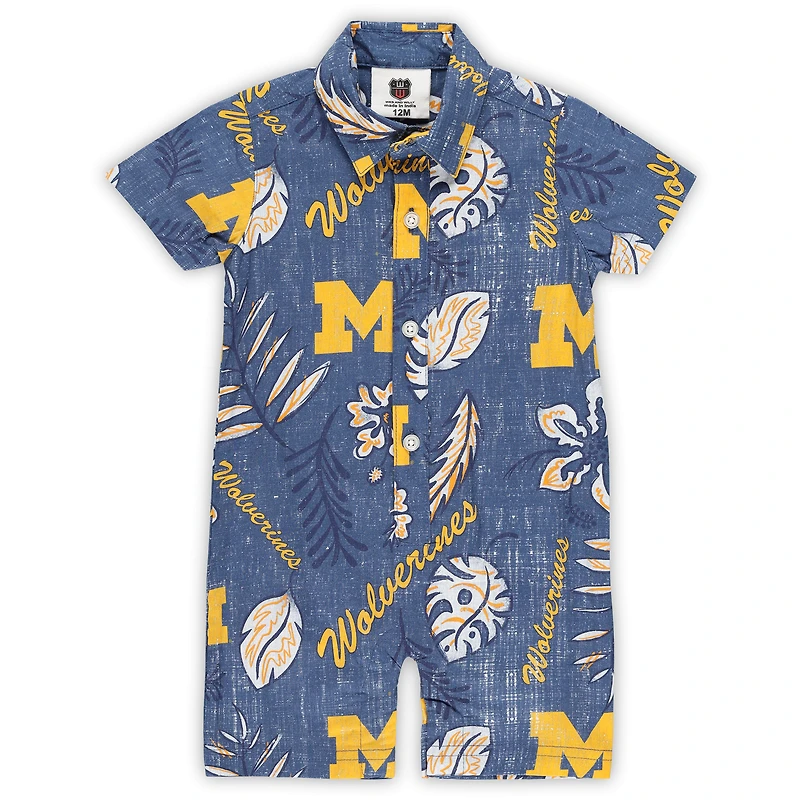Infant Wes & Willy Navy Michigan Wolverines Vintage Floral Romper
