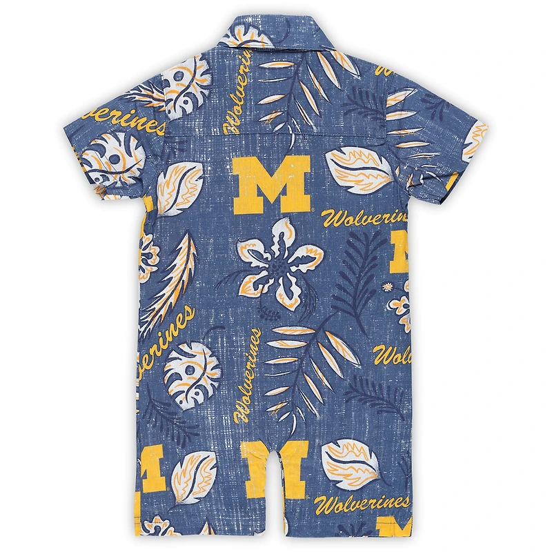 Infant Wes & Willy Navy Michigan Wolverines Vintage Floral Romper