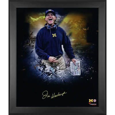 Jim Harbaugh Michigan Wolverines Autographed Framed 20" x 24" In Focus Photograph