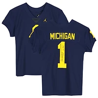 Maillot Jordan Brand Elite bleu marine autographié par Jim Harbaugh Michigan Wolverines avec plusieurs inscriptions - Édition limitée à 23 exemplaires