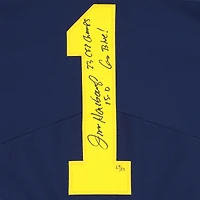 Jim Harbaugh Michigan Wolverines Autographed Navy Jordan Brand Elite Jersey with Multiple Inscriptions - Limited Edition of 23