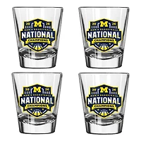 Logo Brands Michigan Wolverines 2026 NCAA Men's Basketball National Champions Four-Piece 2oz. Shot Glass Set