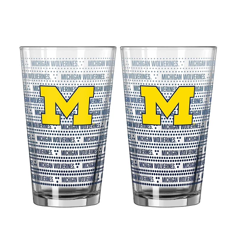 Logo Brands Michigan Wolverines Two-Pack Chant Fade 16oz. Pint Glass Set
