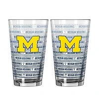 Logo Brands Michigan Wolverines Two-Pack Chant Fade 16oz. Pint Glass Set