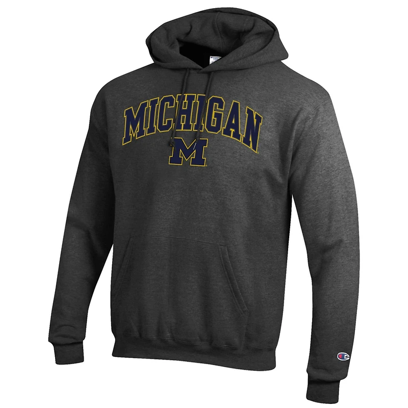 Sweat à capuche avec logo Arch Over Champion Heather Charcoal Michigan Wolverines pour homme