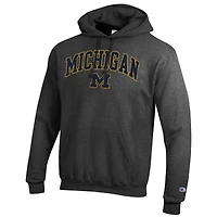 Sweat à capuche avec logo Arch Over Champion Heather Charcoal Michigan Wolverines pour homme