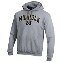Sweat à capuche Champion Heather Grey Michigan Wolverines Arch Over Logo pour homme