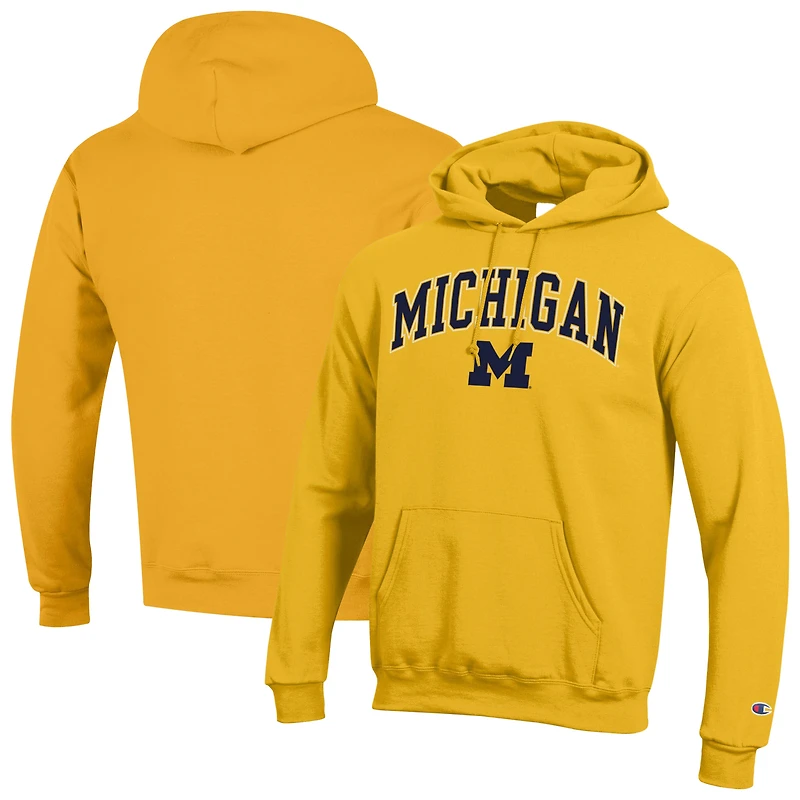 Sweat à capuche avec logo Arch Over Champion Maize Michigan Wolverines pour homme