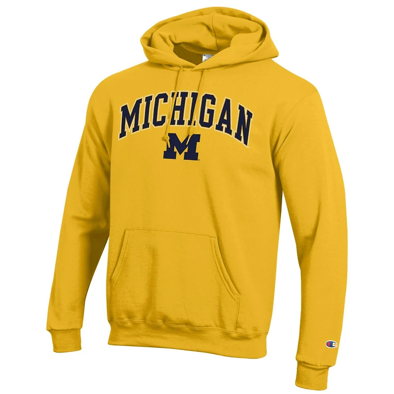 Sweat à capuche avec logo Arch Over Champion Maize Michigan Wolverines pour homme