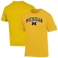 T-shirt pour homme Champion Maize Michigan Wolverines avec logo Arch Over