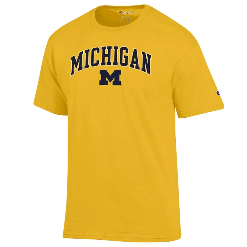 T-shirt pour homme Champion Maize Michigan Wolverines avec logo Arch Over