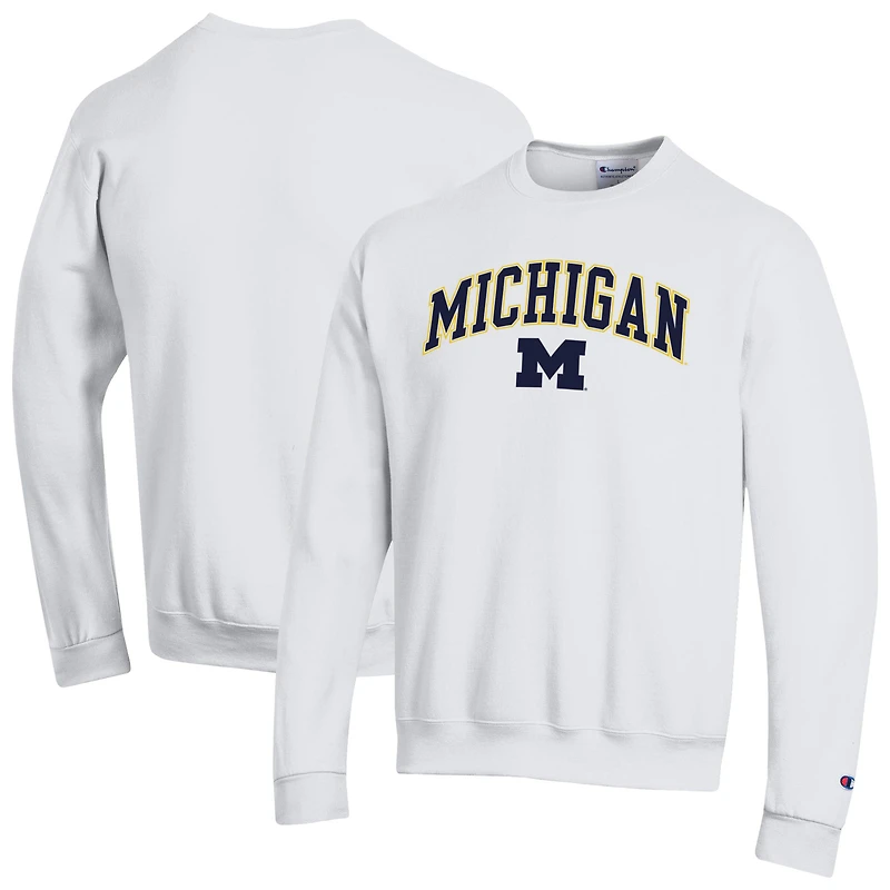 Sweat-shirt à capuche blanc Champion Michigan Wolverines avec logo Arch Over pour homme
