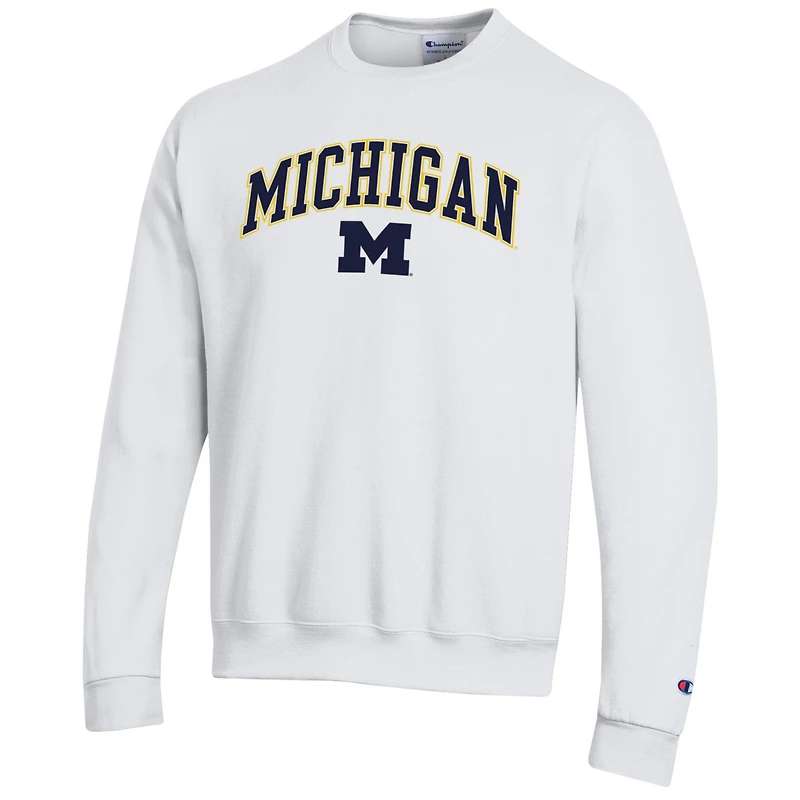 Sweat-shirt à capuche blanc Champion Michigan Wolverines avec logo Arch Over pour homme