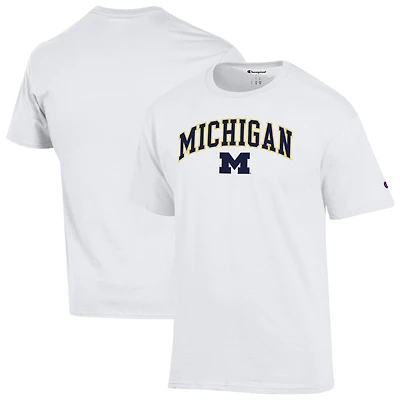 Men's Champion  White Michigan Wolverines Arch Over Logo T-Shirt