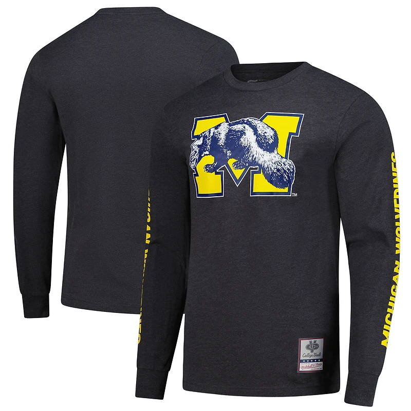 T-shirt à manches longues Michigan Wolverines Team Pride pour homme Mitchell & Ness anthracite