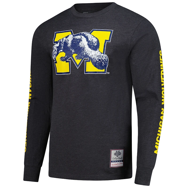 Men's Mitchell & Ness Charcoal Michigan Wolverines Team Pride Long Sleeve T-Shirt