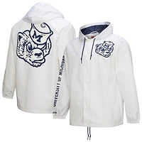 Veste à capuche entièrement boutonnée Michigan Wolverines Coaches pour homme Mitchell & Ness blanche