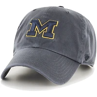 Men's '47 Charcoal Michigan Wolverines Clean Up Adjustable Hat