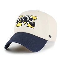 Casquette ajustable « 47 » crème Michigan Wolverines Grand Stand Clean Up pour homme