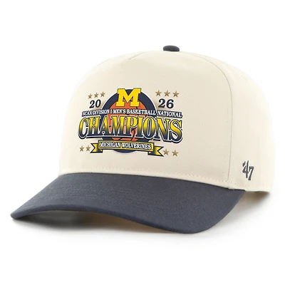 Men's '47  Natural/Navy Michigan Wolverines 2026 NCAA Men's Basketball National Champions Two-Tone Hitch Adjustable Hat