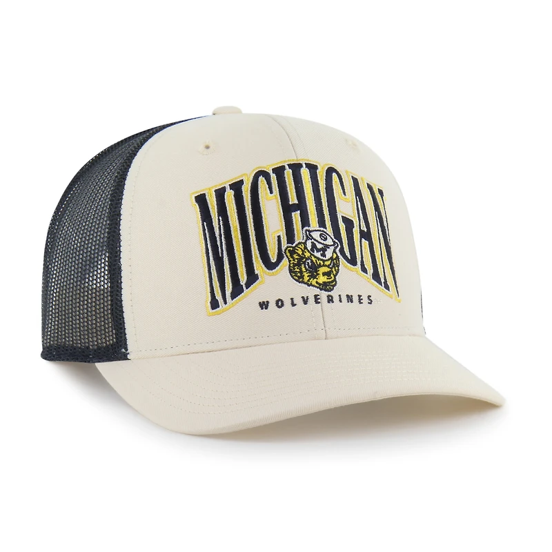 Men's '47  Natural Michigan Wolverines Drawbridge Trucker Adjustable Hat