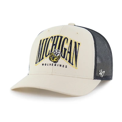 Men's '47  Natural Michigan Wolverines Drawbridge Trucker Adjustable Hat