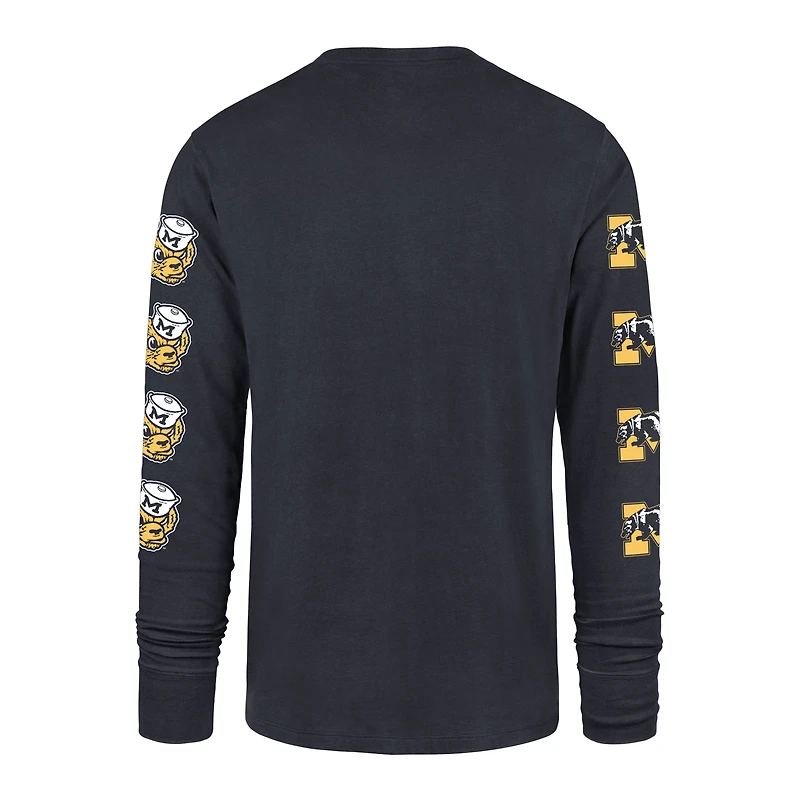 Men's '47  Navy Michigan Wolverines Go Big Long Sleeve T-Shirt