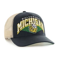 Casquette de camionneur ajustable en maille Pomona pour homme, bleu marine, style Michigan Wolverines, modèle 1947