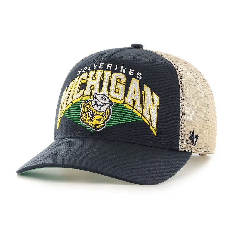 Casquette de camionneur ajustable en maille Pomona pour homme, bleu marine, style Michigan Wolverines, modèle 1947