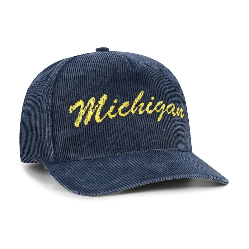 Men's '47  Navy Michigan Wolverines Reclaim Snow Wash Corduroy Hitch Adjustable Hat