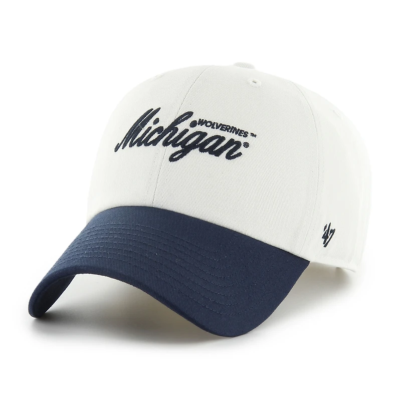 Men's '47 White Michigan Wolverines Contemporary Basics Foundation Clean Up Adjustable Hat
