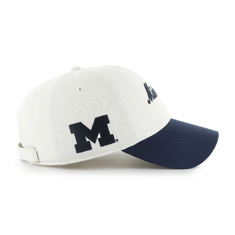 Men's '47 White Michigan Wolverines Contemporary Basics Foundation Clean Up Adjustable Hat