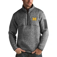 Sweat-shirt demi-zippé Fortune Antigua Charcoal Michigan Wolverines pour homme