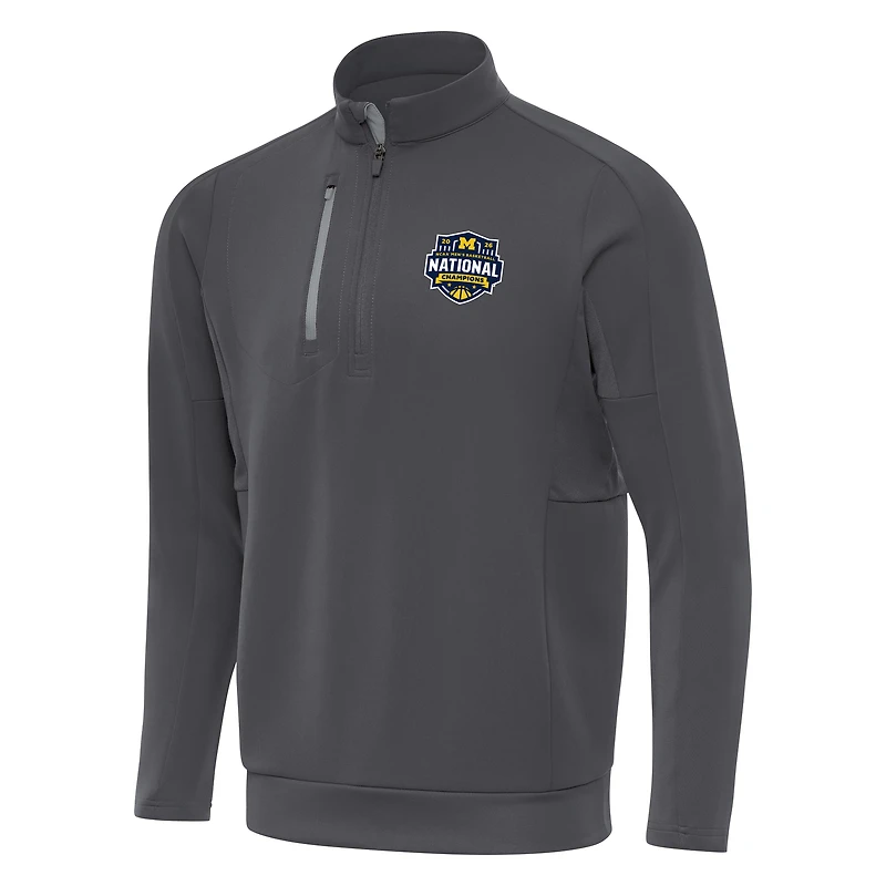 Men's Antigua Navy Michigan Wolverines 2026 NCAA Basketball National Champions Generation Quarter-Zip Pullover