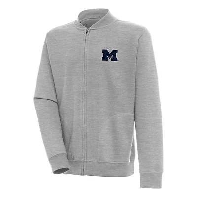 Veste zippée Victory Antigua gris chiné pour homme des Wolverines du Michigan
