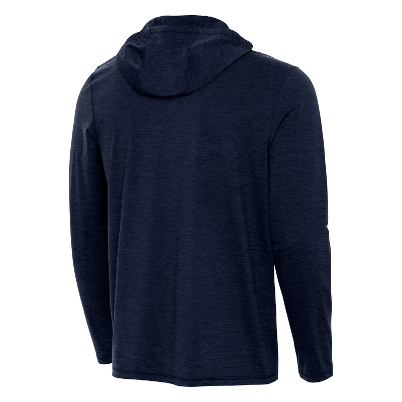 Men's Antigua Navy Michigan Wolverines 2026 NCAA Basketball National Champions Tidy Quarter-Zip Hoodie