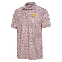 Men's Antigua  Pink Michigan Wolverines Desert Dry Dogwood Polo