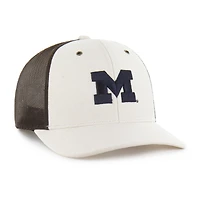 Men's Carhartt x '47 Natural/Brown Michigan Wolverines Undyed Trucker Adjustable Hat