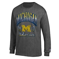 T-shirt à manches longues Champion pour homme, couleur anthracite, Michigan Wolverines Bold