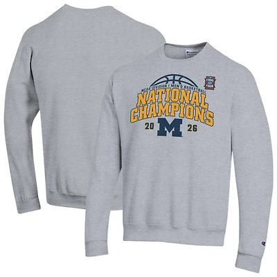 Men's Champion Navy Michigan Wolverines 2026 NCAA Basketball National Champions Eco Powerblend Sweatshirt