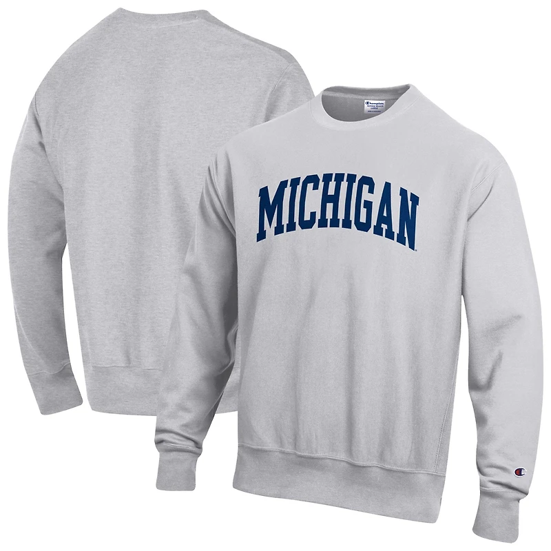Sweat-shirt en polaire à tissage inversé Champion Gray Michigan Wolverines pour homme