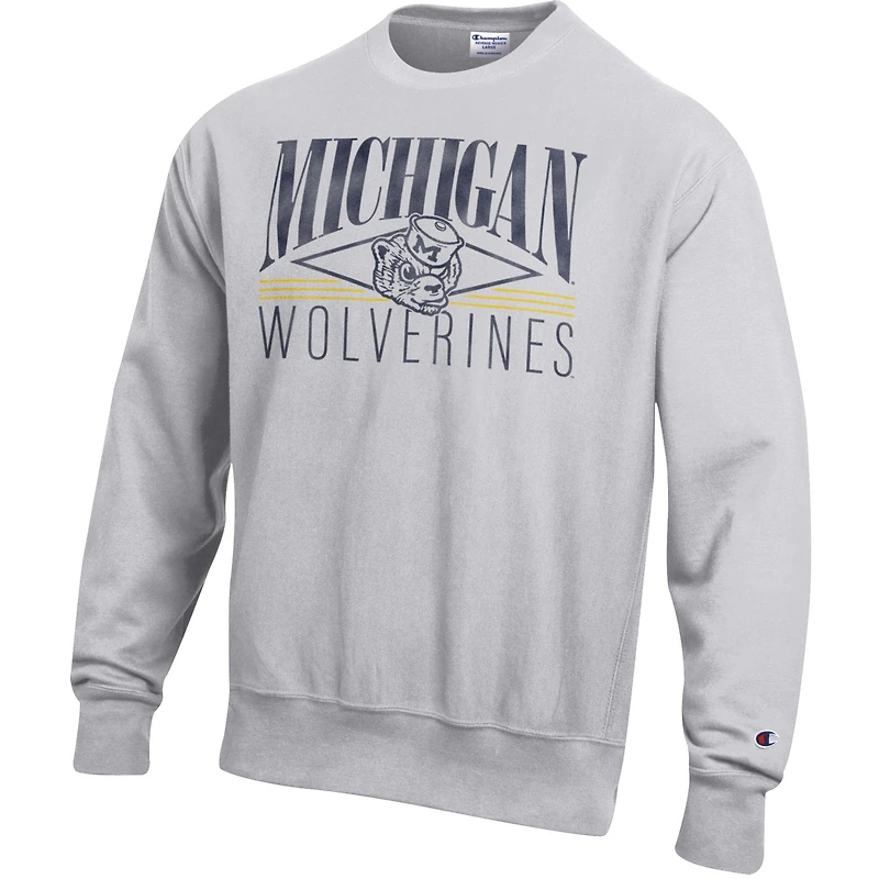 Men's Champion Gray Michigan Wolverines Reverse Weave Fleece Sweatshirt