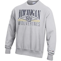 Men's Champion Gray Michigan Wolverines Reverse Weave Fleece Sweatshirt