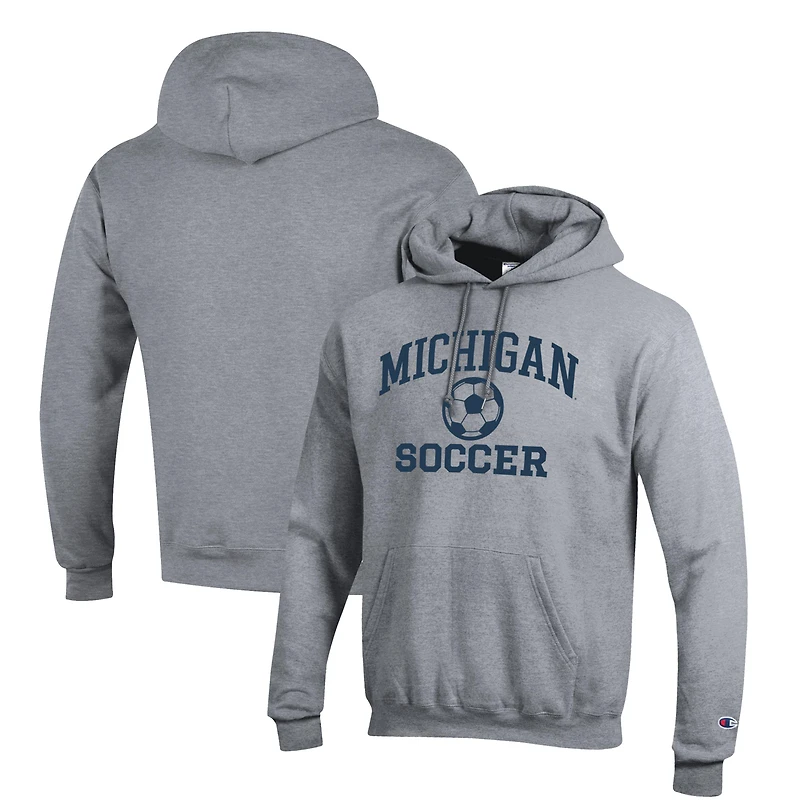 Sweat à capuche Champion gris Michigan Wolverines Soccer Icon Powerblend pour homme