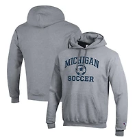 Sweat à capuche Champion gris Michigan Wolverines Soccer Icon Powerblend pour homme