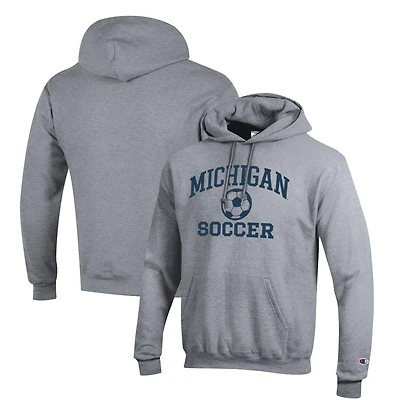 Sweat à capuche Champion gris Michigan Wolverines Soccer Icon Powerblend pour homme