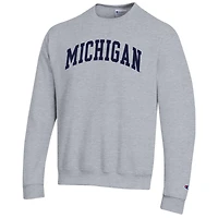 Sweat-shirt en polaire Champion Heather Grey Michigan Wolverines Basic Arch pour homme